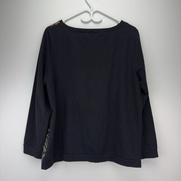 OLSEN‎ EUROPE Black Leopard Print Jersey Pullover Top M/L 12 - Picture 2 of 4